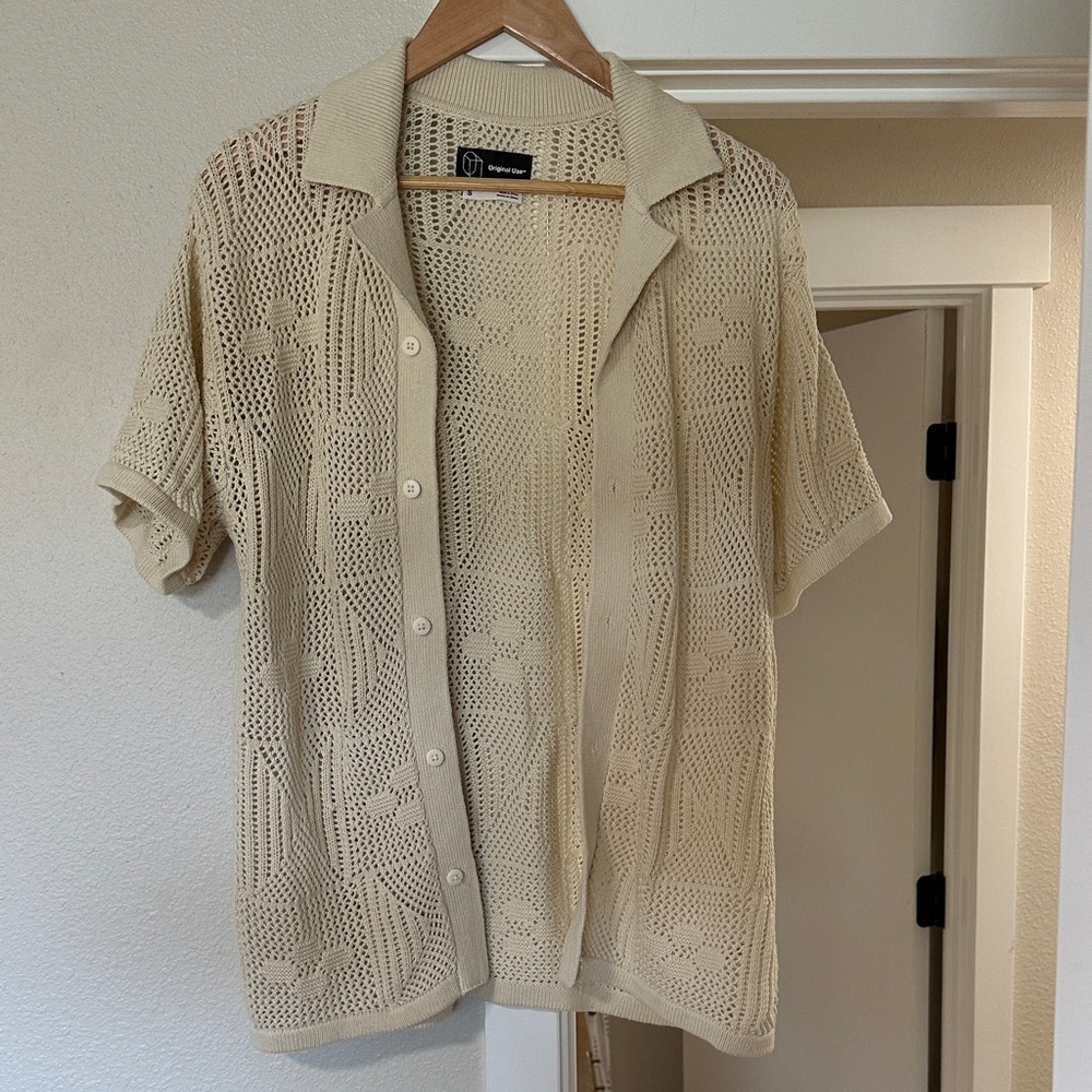 NWOT Knit Short Sleeve Button Down